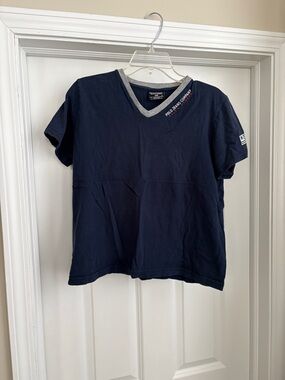 Vintage Polo Jeans Co Ralph Lauren Navy and Gray Short Sleeve Tee